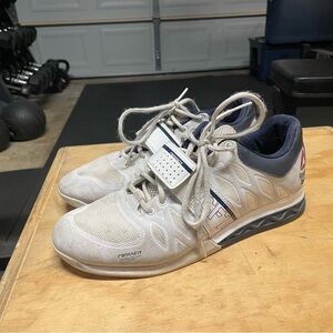 Reebok White and Blue CrossFit Weightlifting Shoes